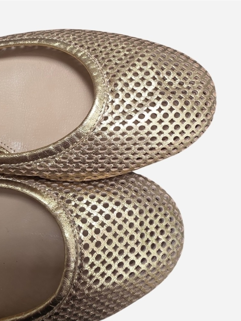 J. Crew Quorra Metallic Gold Leather Perforated Ballet Flats Made In Italy, 8.5 - Picture 10 of 11